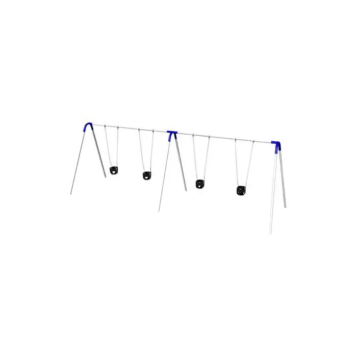 UltraPlay Bipod Double Bay Swing With Galvanized Frame, 4 Tot Seats, Blue Yoke Connectors, 198 x 96 x 96 Inches Express Delivery